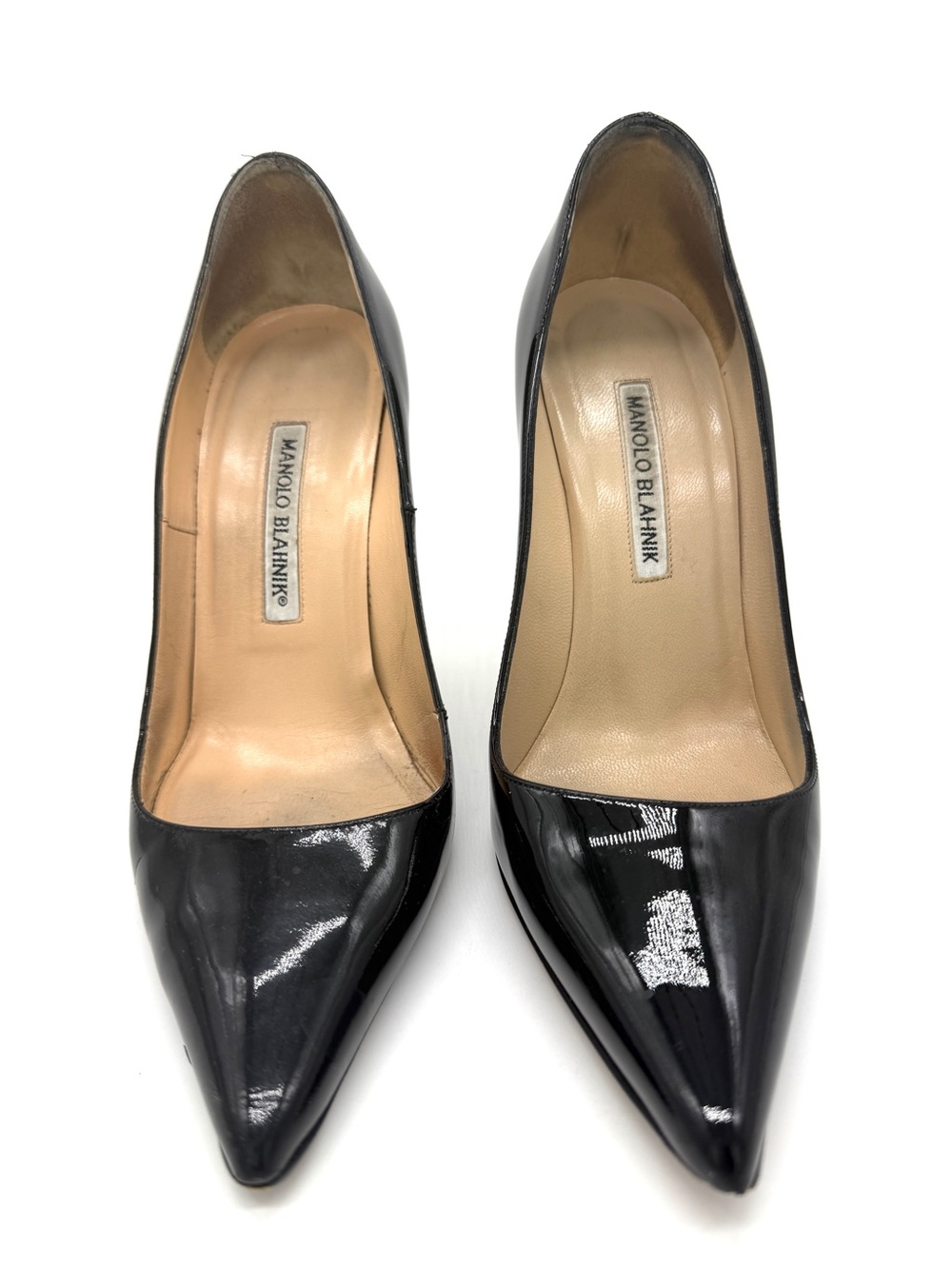 Manolo Blahnik Black Patent Leather Pointed-Toe Pumps – Size 38 - Picture 2 of 9